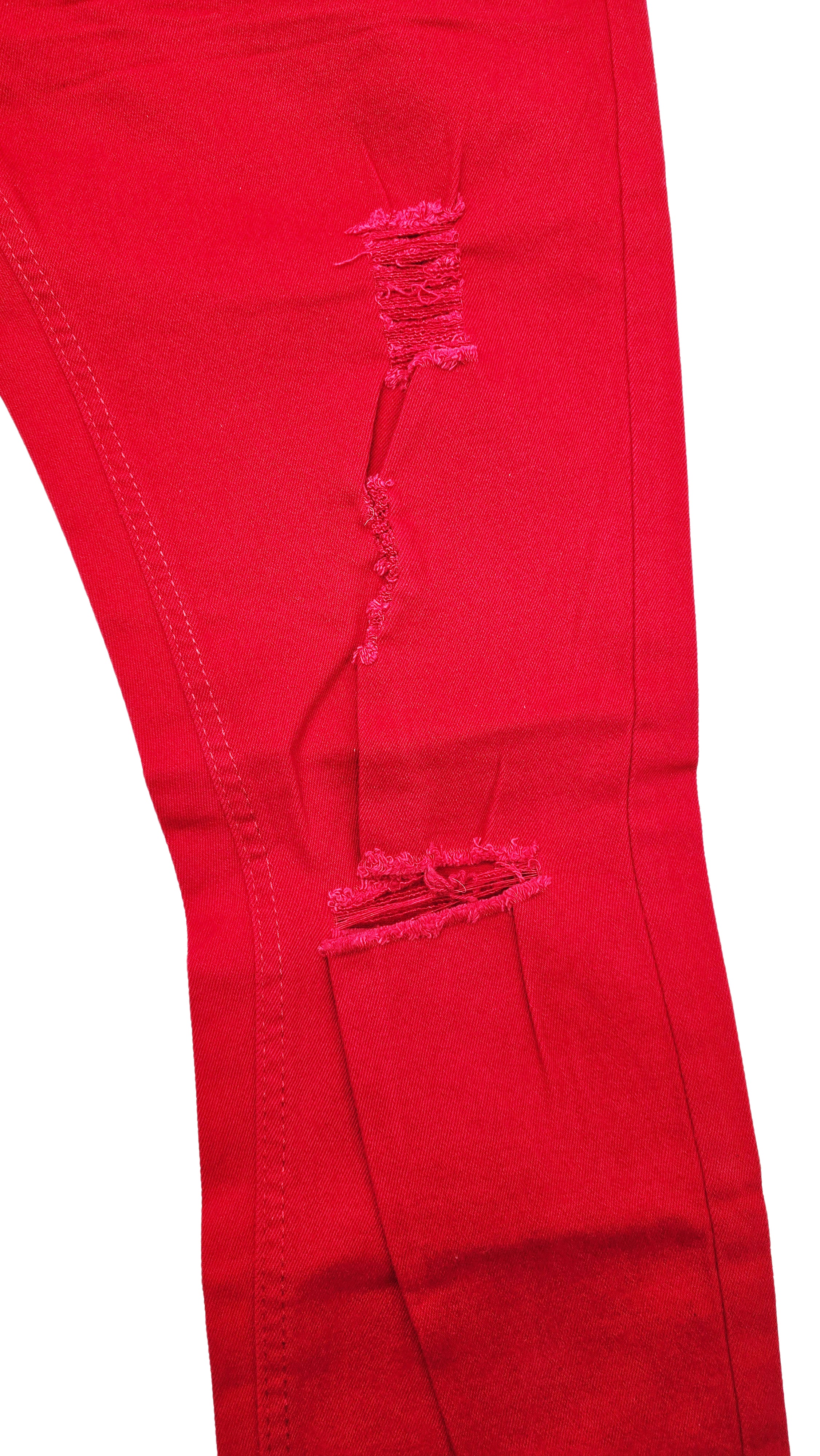 BRONCO MEN'S DENIM RIPPED JEANS (RED)