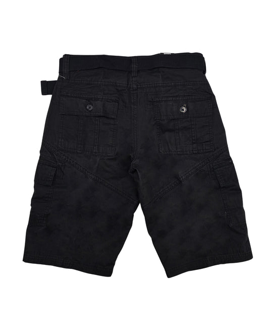 PLOREO MEN'S CARGO SHORTS WITH BELT (BLACK)