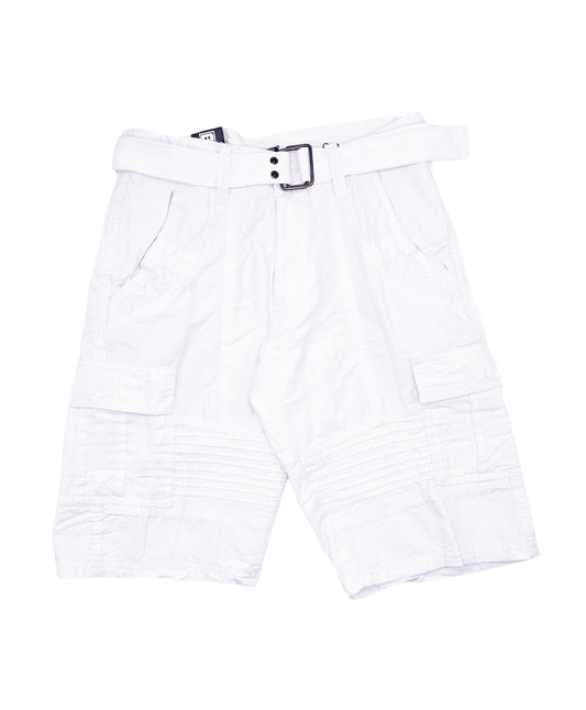 PLOREO MEN'S CARGO SHORTS WITH BELT (WHITE)