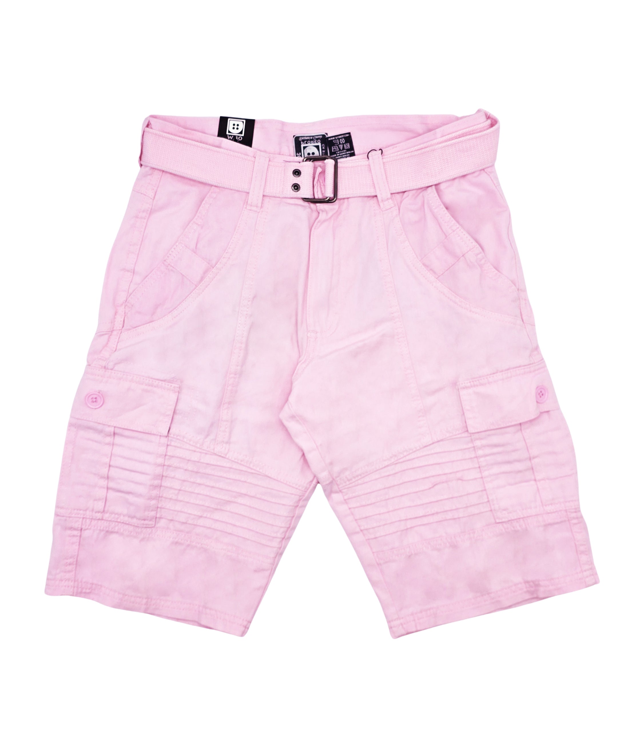 PLOREO MEN'S CARGO SHORTS WITH BELT (PINK)