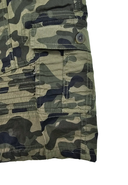PLOREO MEN'S CARGO SHORTS WITH BELT (GREEN CAMO)