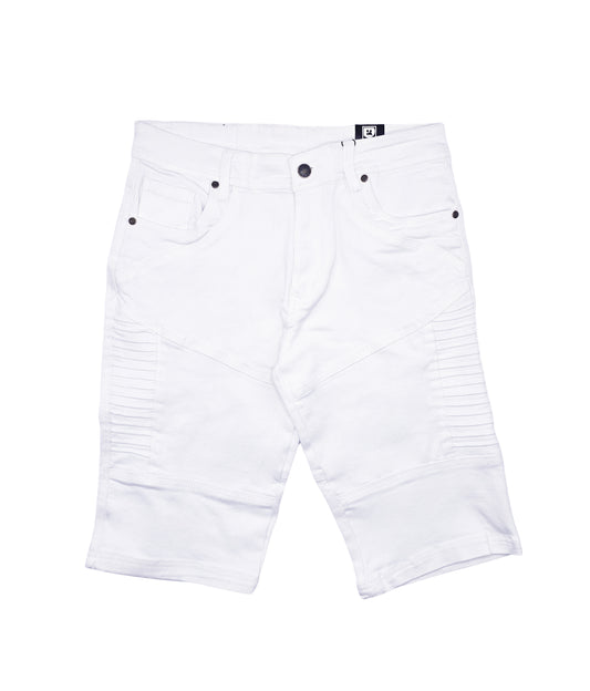 PLOREO MEN'S STRETCH DENIM SHORTS (WHITE)
