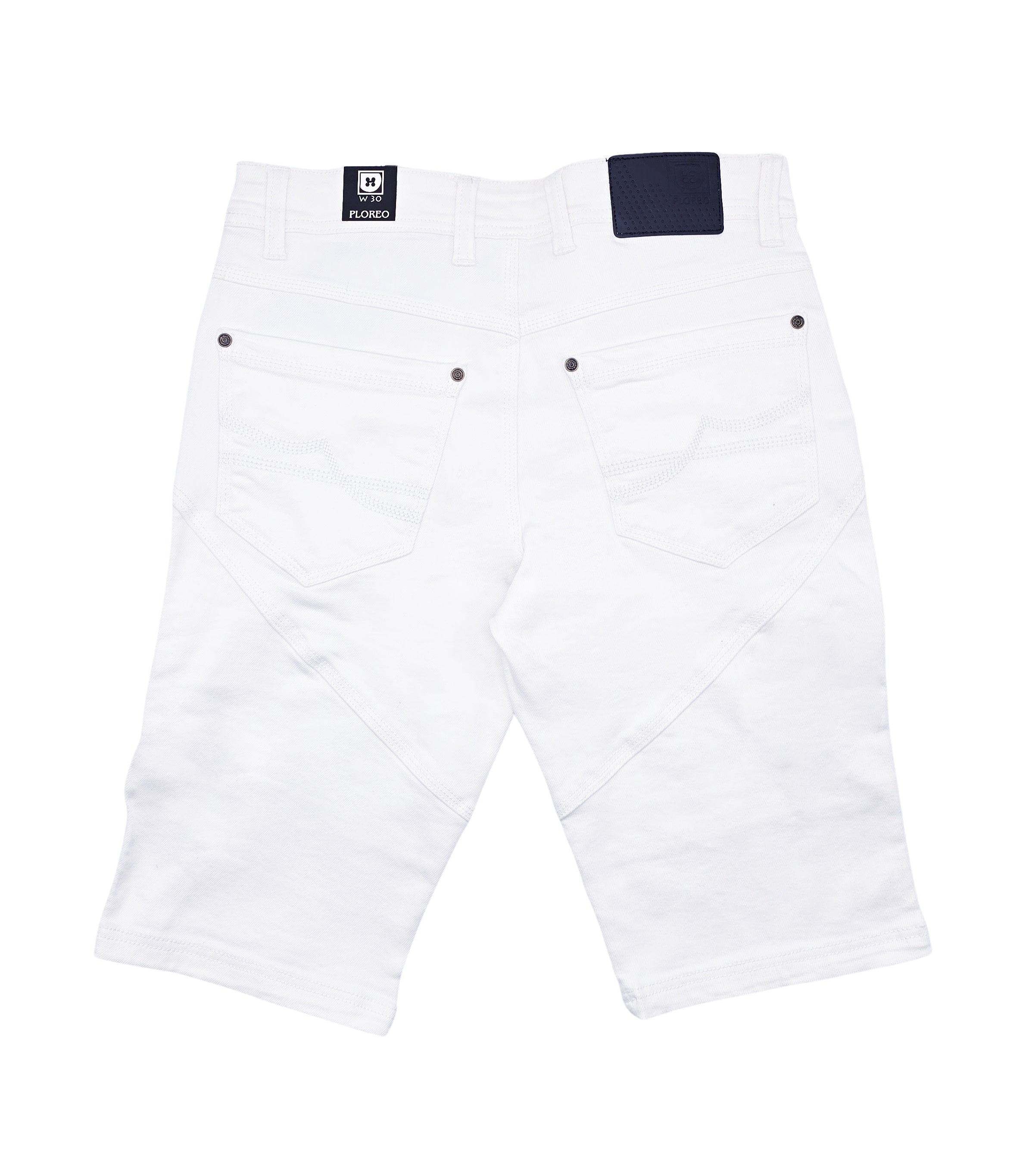 PLOREO MEN'S STRETCH DENIM SHORTS (WHITE)