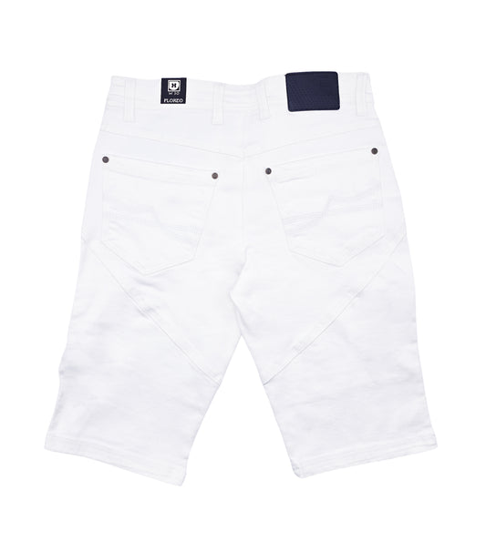 PLOREO MEN'S STRETCH DENIM SHORTS (WHITE)