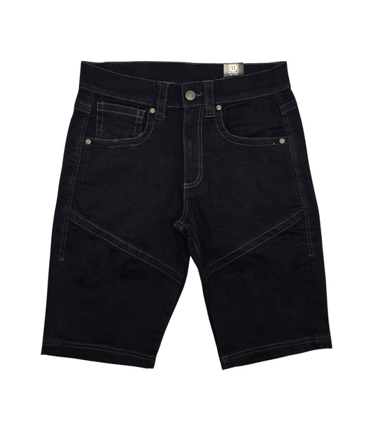 PLOREO MEN'S STRETCH DENIM SHORTS (JET BLACK)