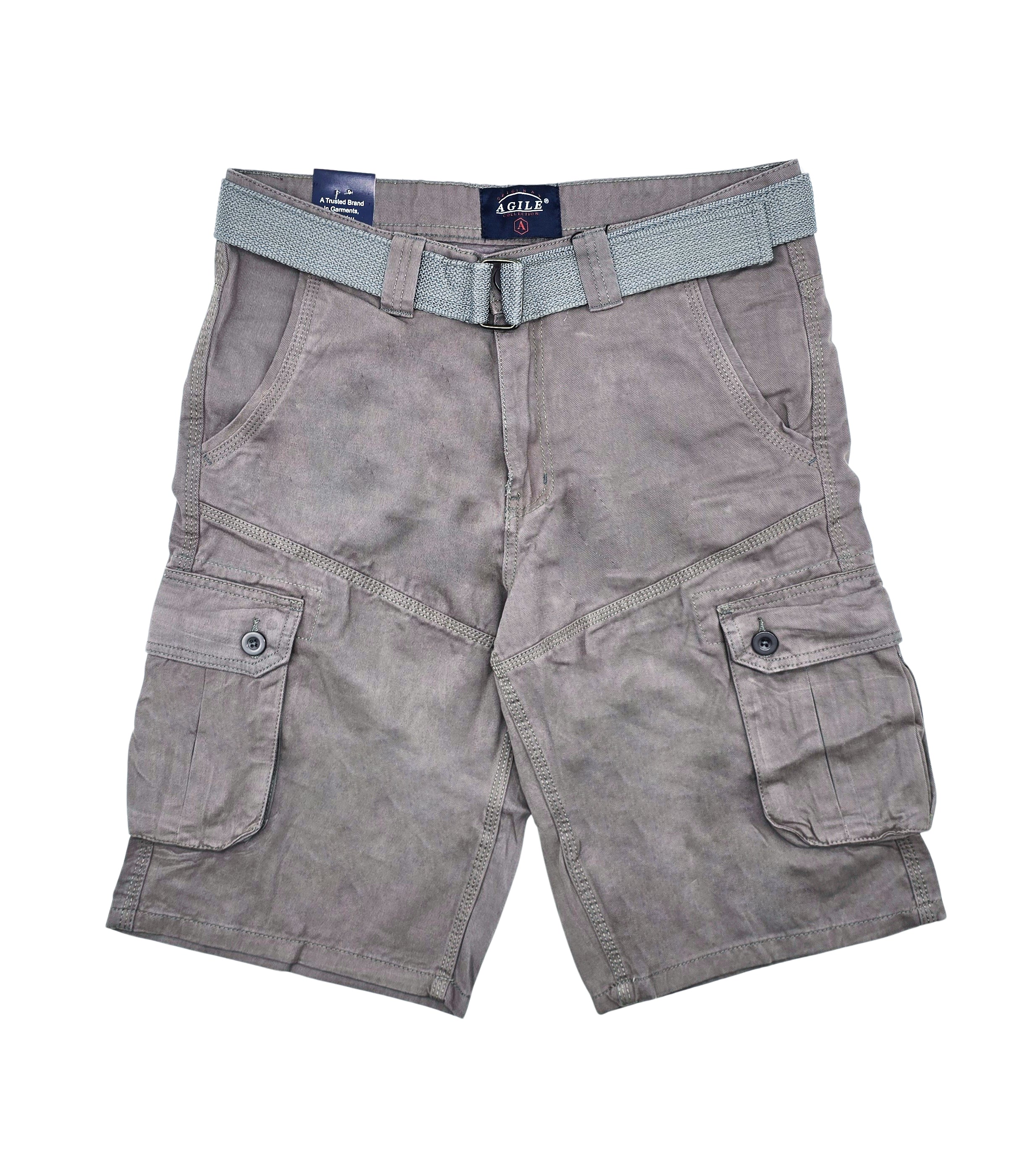 AGILE MEN'S CARGO SHORTS WITH BELT (GREY)