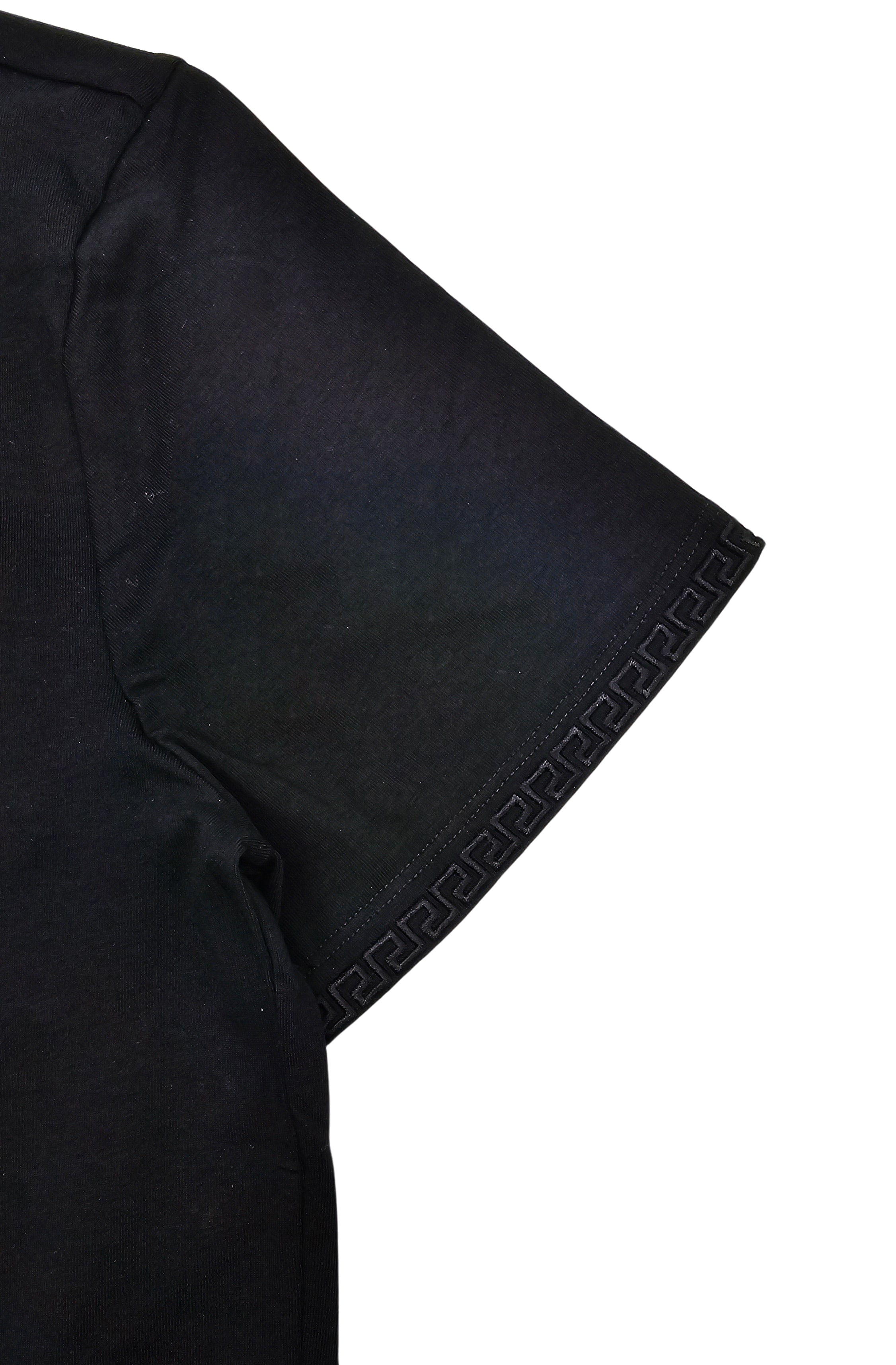 MEN'S RHINESTONE TEDDY BEAR SHORT SLEEVE T-SHIRT (BLACK/RED)