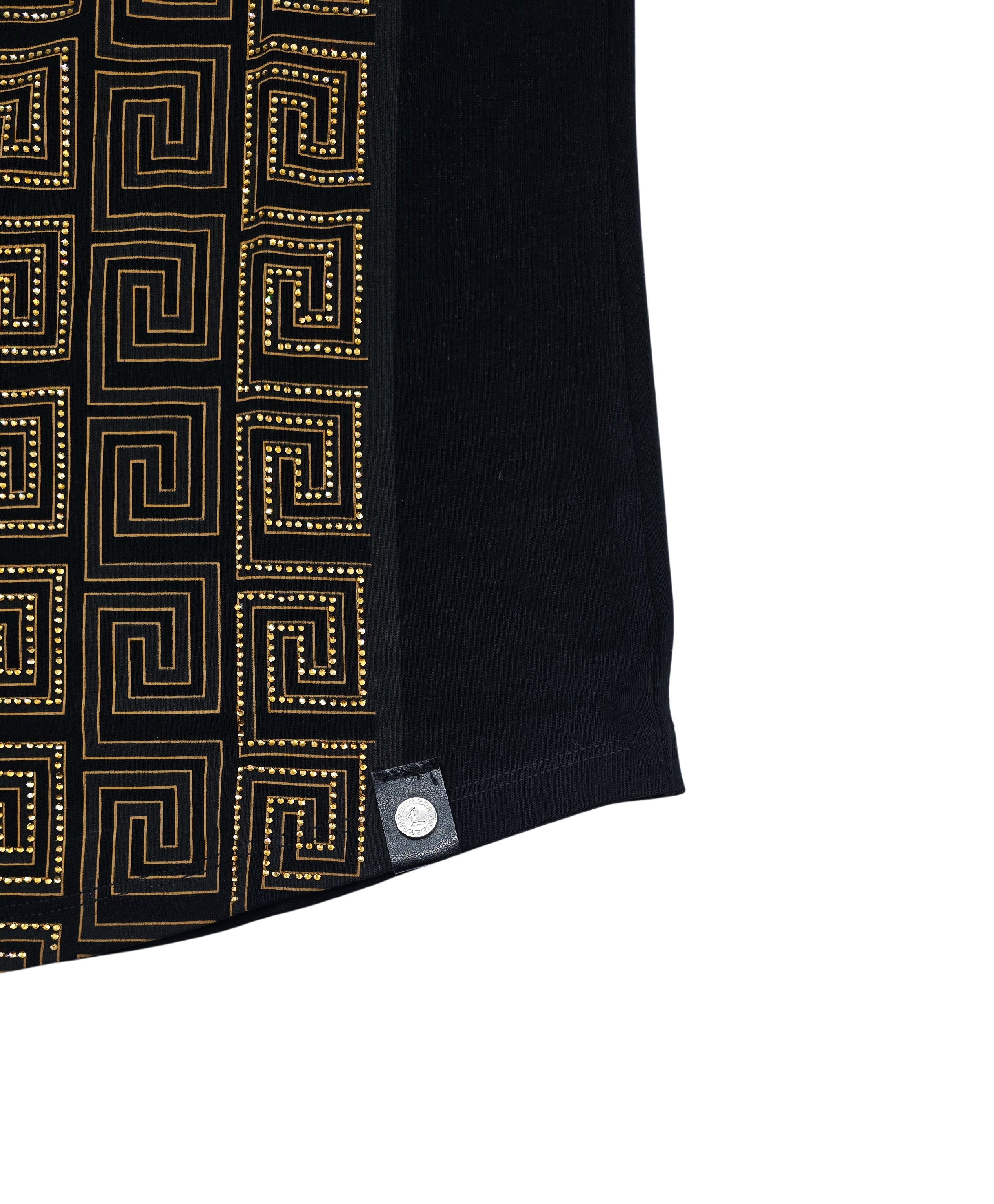 MEN'S RHINESTONE DESIGNER SHORT SLEEVE T-SHIRT (BLACK/GOLD)