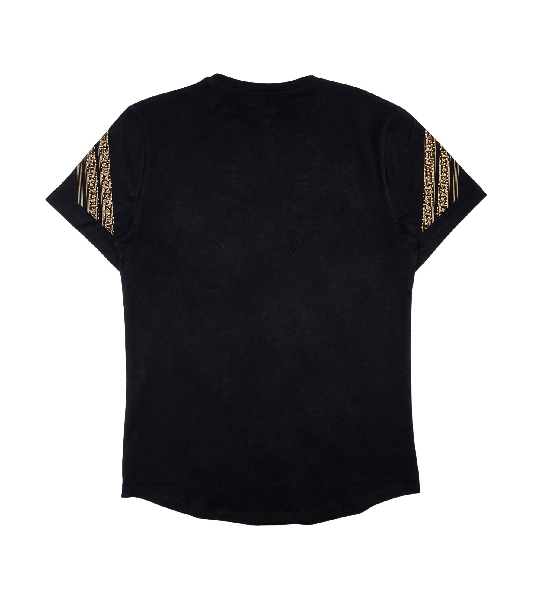 MEN'S RHINESTONE DESIGNER SHORT SLEEVE T-SHIRT (BLACK/GOLD)
