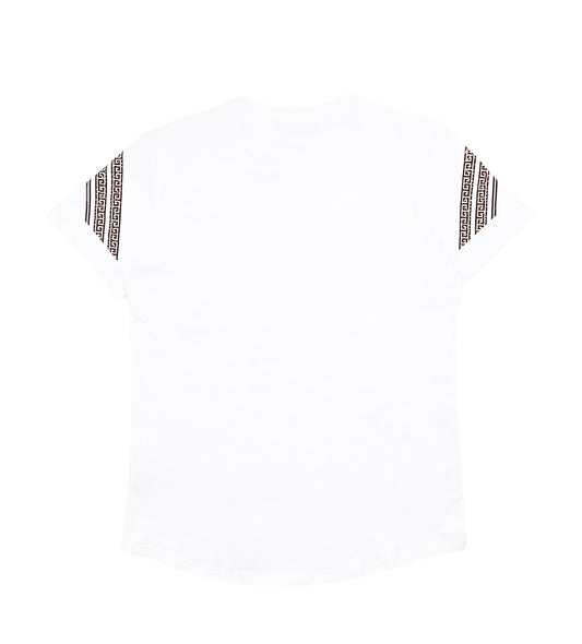 MEN'S RHINESTONE DESIGNER SHORT SLEEVE T-SHIRT (WHITE/GOLD)