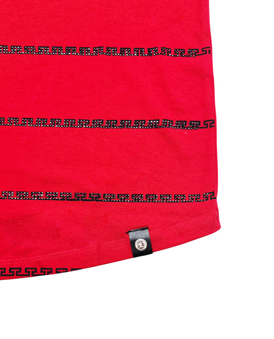 MEN'S RHINESTONE DESIGNER SHORT SLEEVE T-SHIRT (RED)