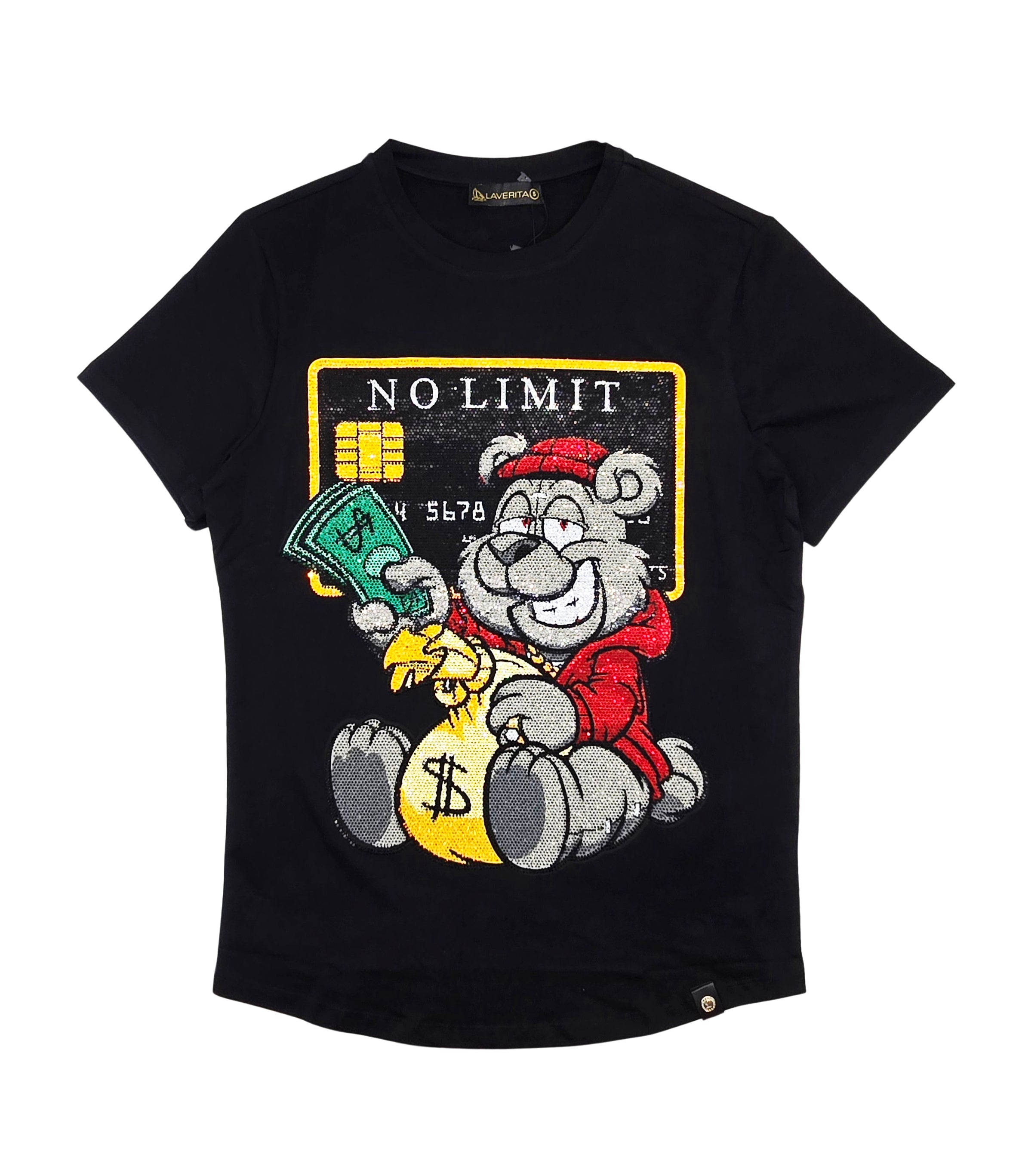 MEN'S RHINESTONE NO LIMIT SHORT SLEEVE T-SHIRT (BLACK)