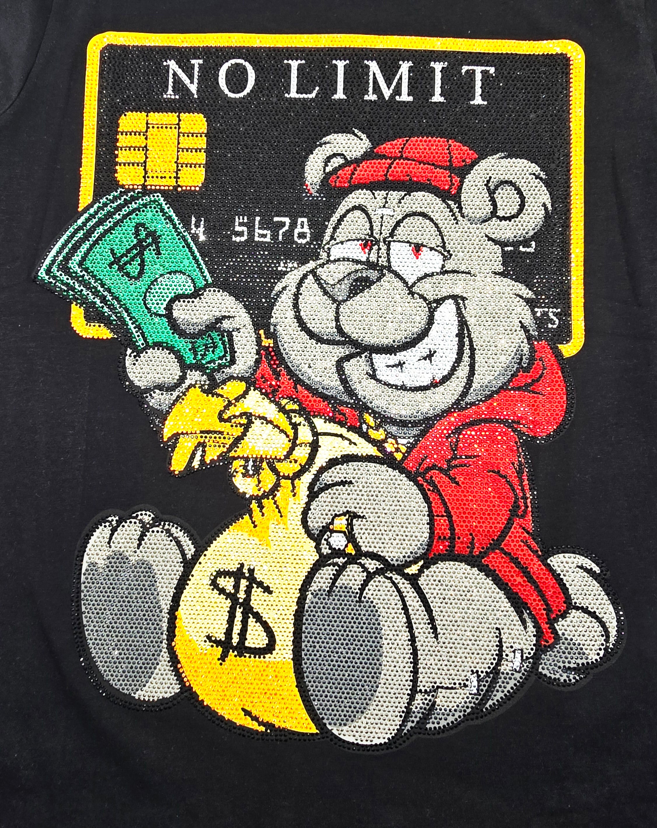 MEN'S RHINESTONE NO LIMIT SHORT SLEEVE T-SHIRT (BLACK)