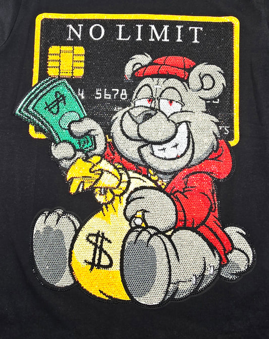 MEN'S RHINESTONE NO LIMIT SHORT SLEEVE T-SHIRT (BLACK)