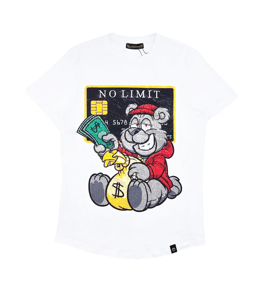 MEN'S RHINESTONE NO LIMIT SHORT SLEEVE T-SHIRT (WHITE)