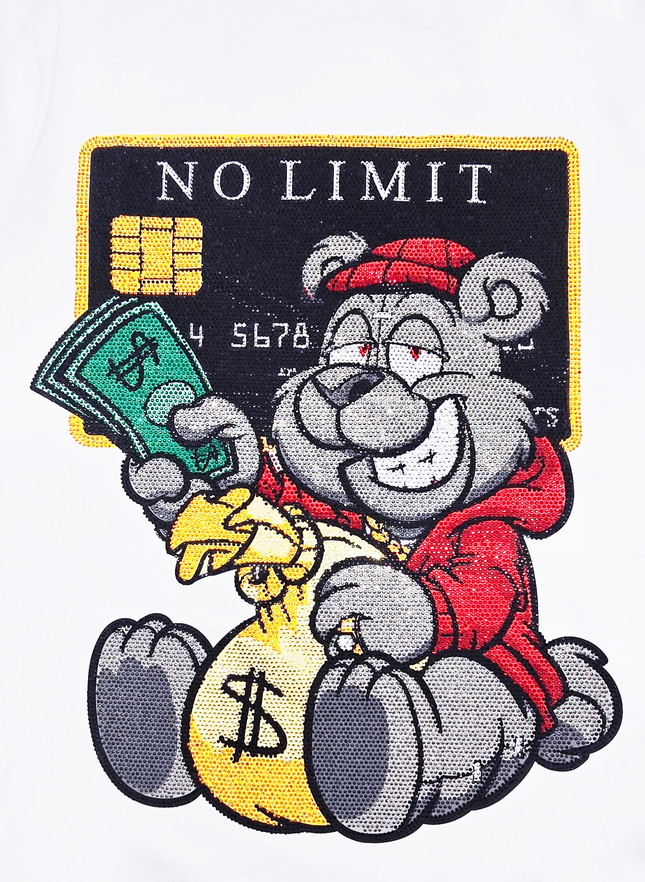 MEN'S RHINESTONE NO LIMIT SHORT SLEEVE T-SHIRT (WHITE)