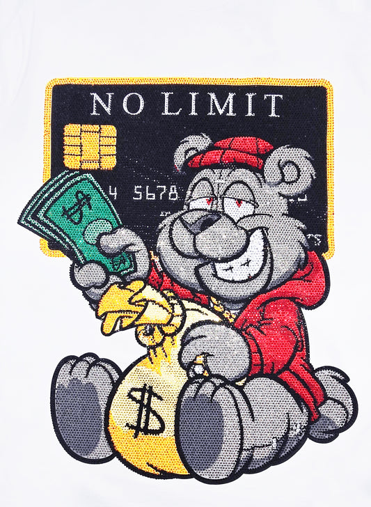 MEN'S RHINESTONE NO LIMIT SHORT SLEEVE T-SHIRT (WHITE)