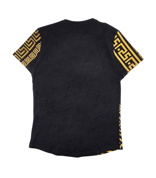 MEN'S RHINESTONE DESIGNER SHORT SLEEVE T-SHIRT (BLACK/GOLD)