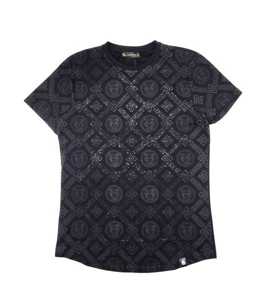MEN'S RHINESTONE DESIGNER SHORT SLEEVE T-SHIRT (BLACK)