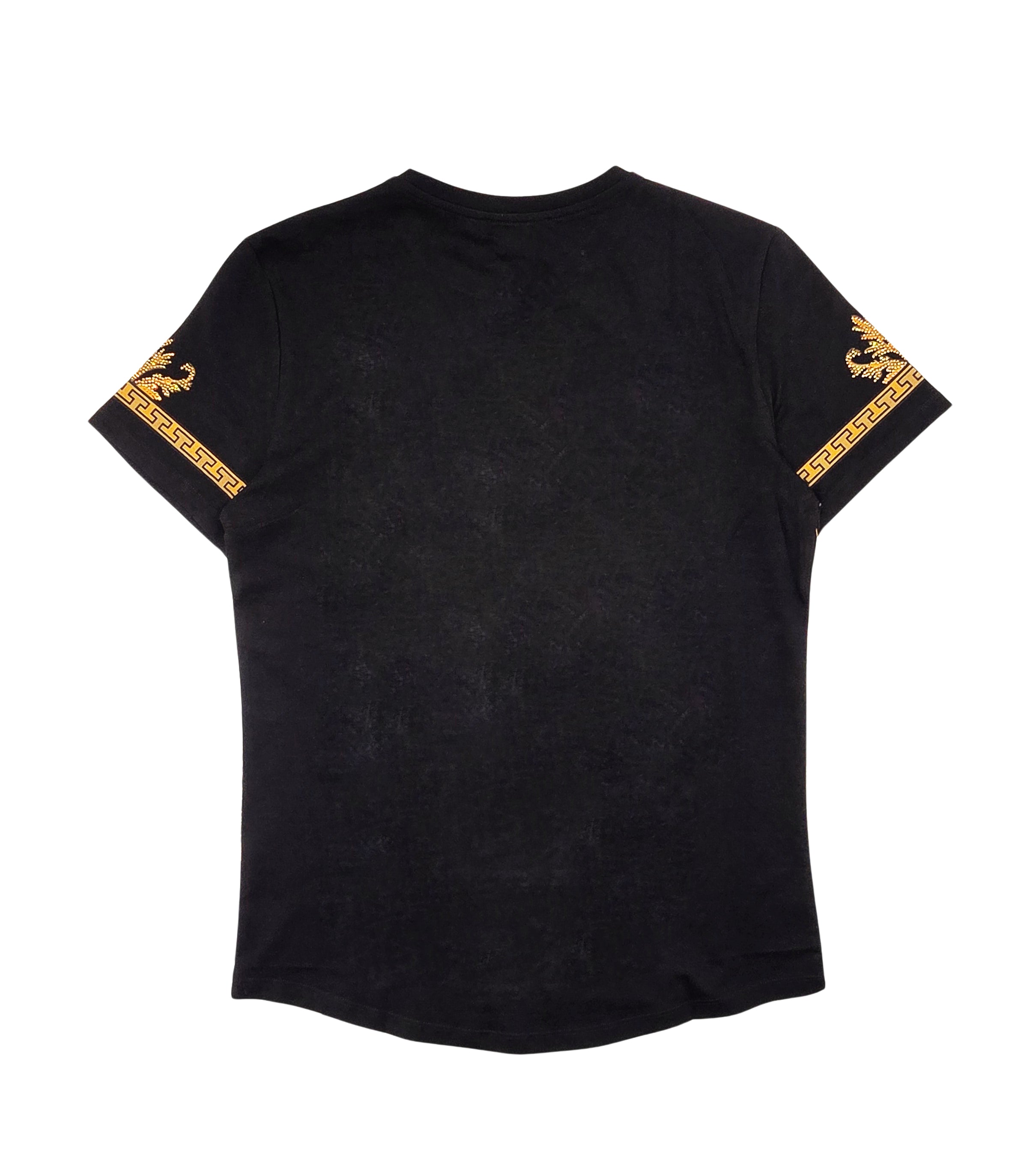 MEN'S RHINESTONE DESIGNER SHORT SLEEVE T-SHIRT (BLACK/GOLD)