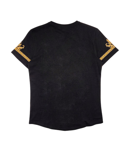 MEN'S RHINESTONE DESIGNER SHORT SLEEVE T-SHIRT (BLACK/GOLD)