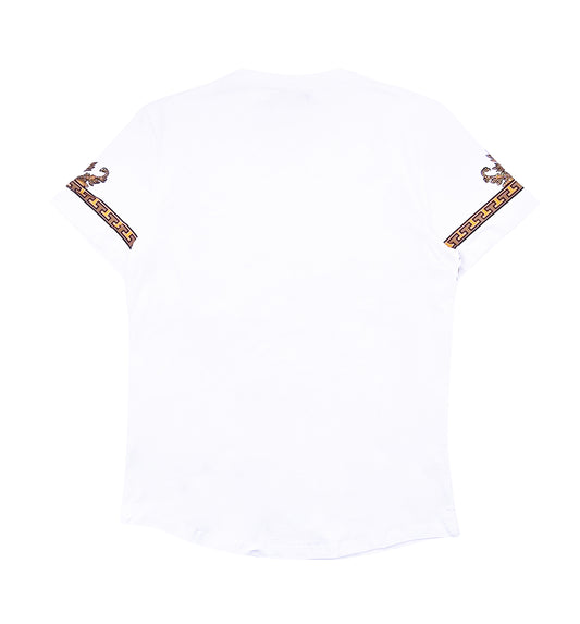 MEN'S RHINESTONE DESIGNER SHORT SLEEVE T-SHIRT (WHITE/GOLD)