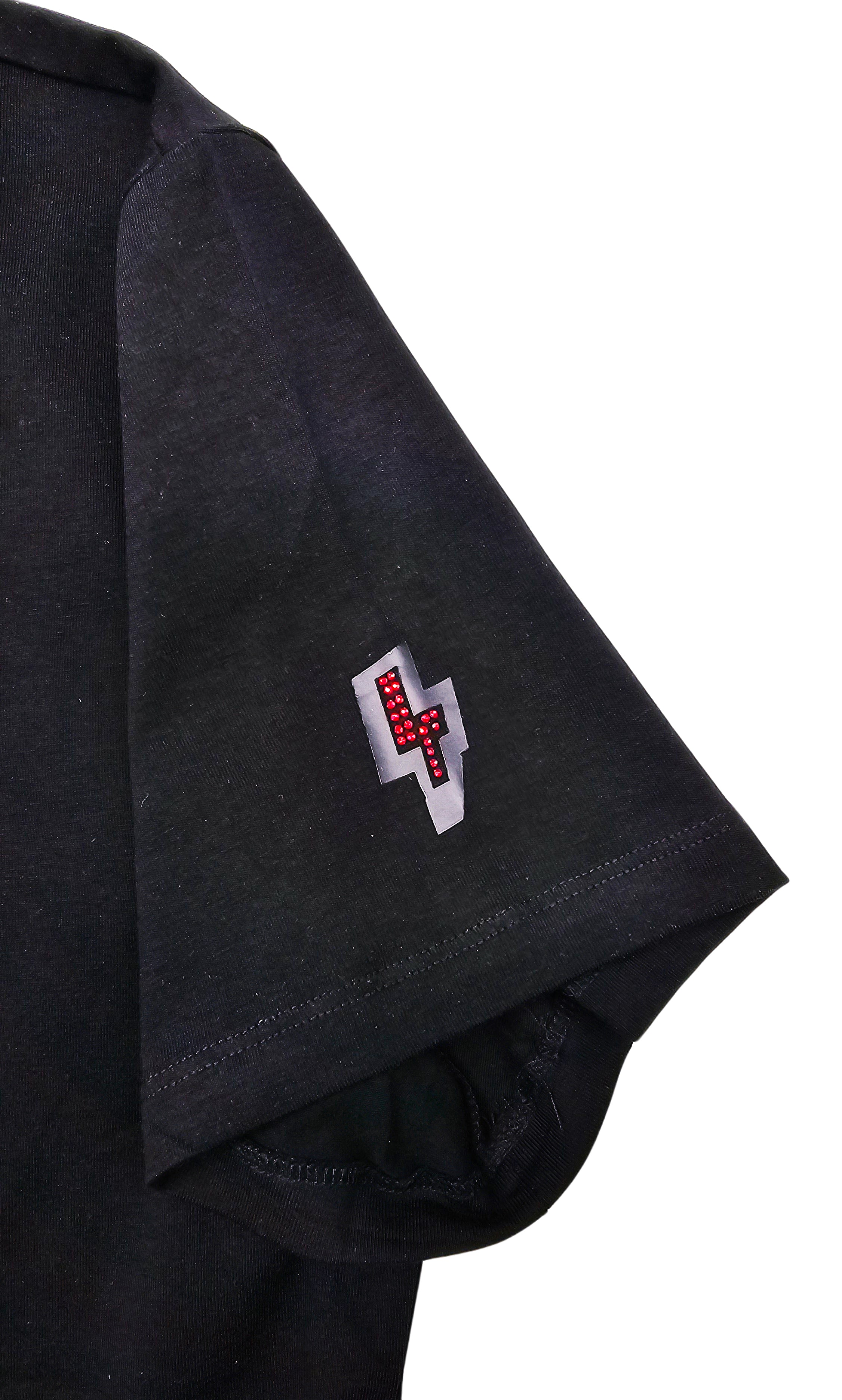 MEN'S RHINESTONE TEDDY BEAR SHORT SLEEVE T-SHIRT (BLACK/RED)