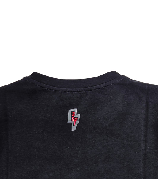 MEN'S RHINESTONE TEDDY BEAR SHORT SLEEVE T-SHIRT (BLACK/RED)