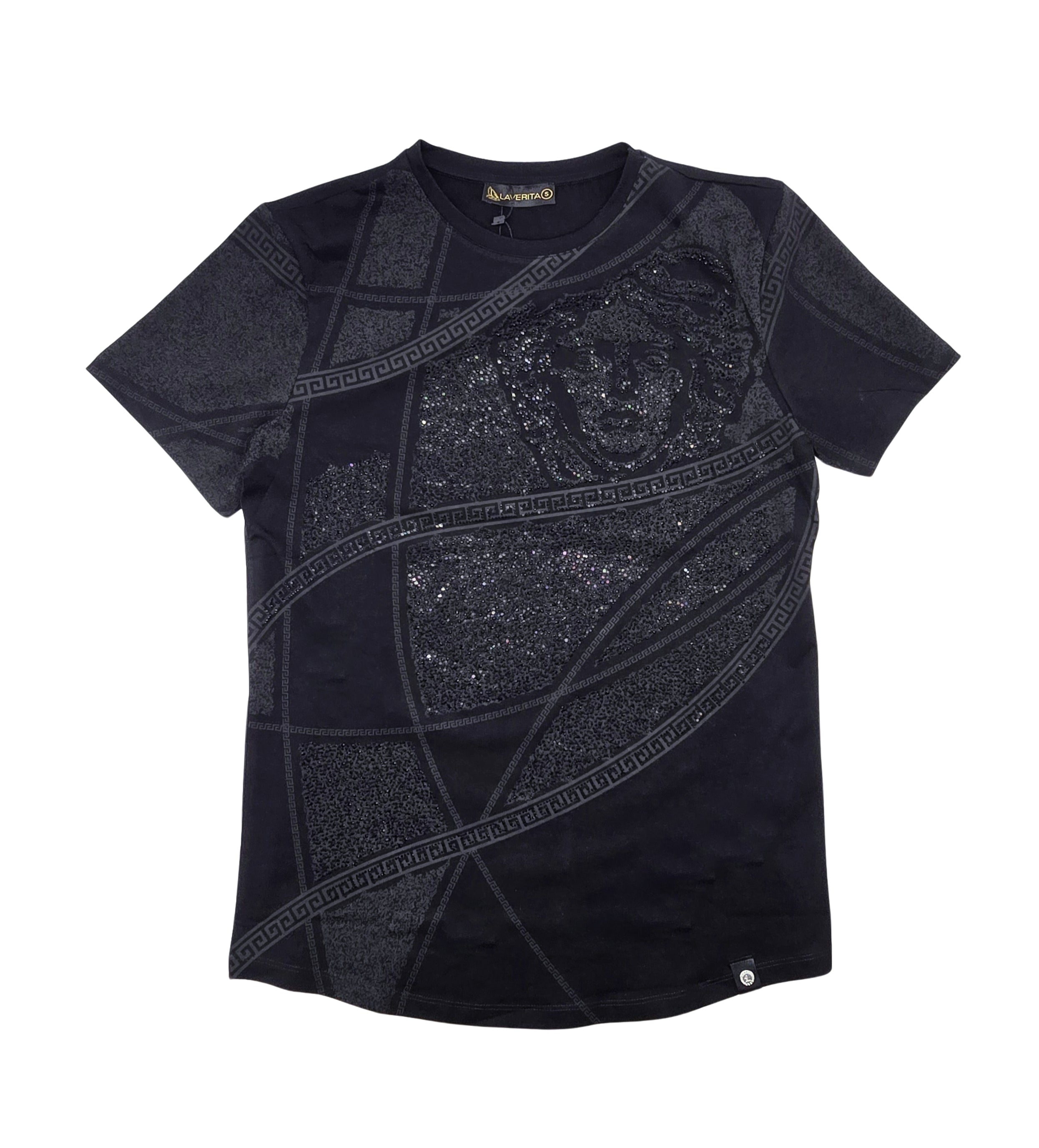 MEN'S RHINESTONE DESIGNER SHORT SLEEVE T-SHIRT (BLACK)