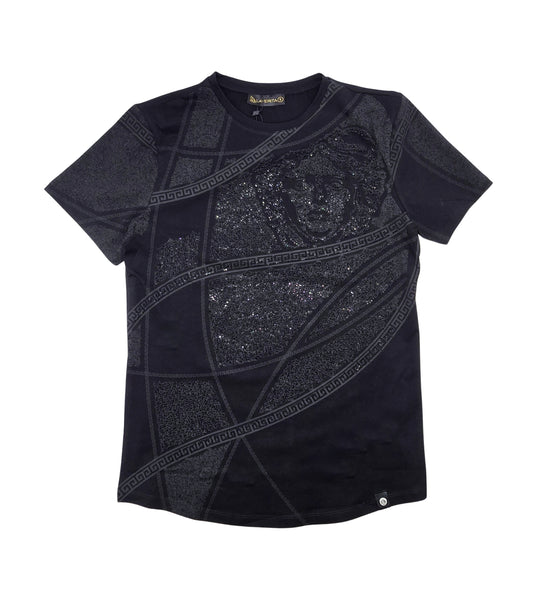 MEN'S RHINESTONE DESIGNER SHORT SLEEVE T-SHIRT (BLACK)