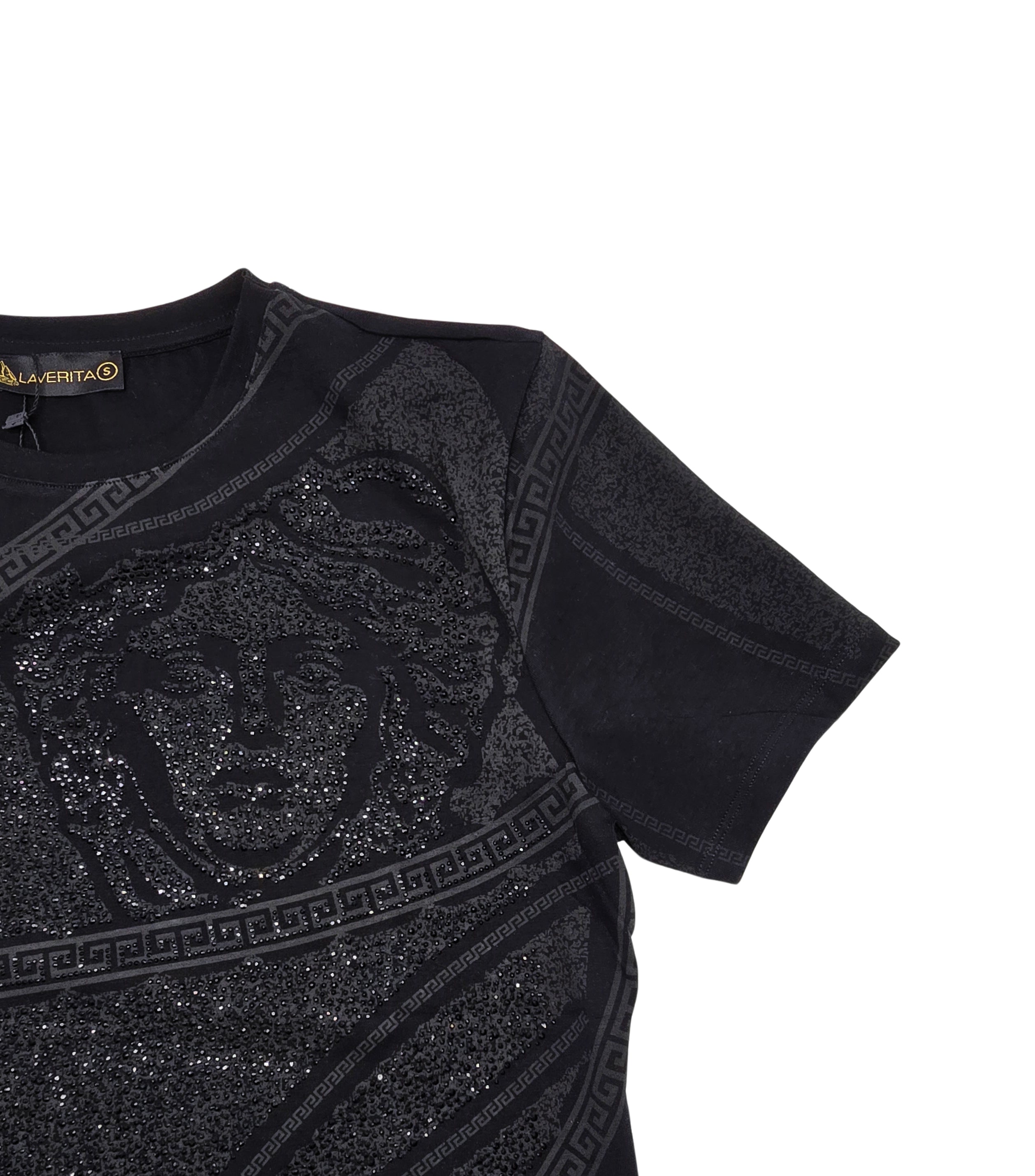 MEN'S RHINESTONE DESIGNER SHORT SLEEVE T-SHIRT (BLACK)