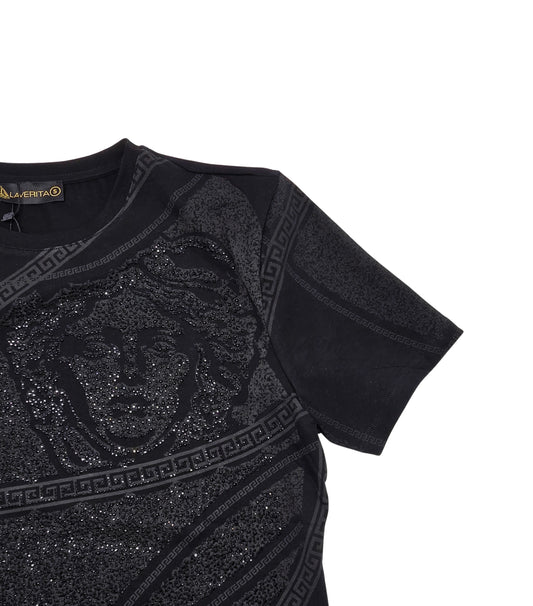 MEN'S RHINESTONE DESIGNER SHORT SLEEVE T-SHIRT (BLACK)