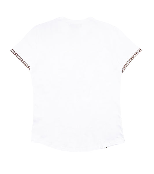 MEN'S RHINESTONE DESIGNER SHORT SLEEVE T-SHIRT (WHITE/GOLD)