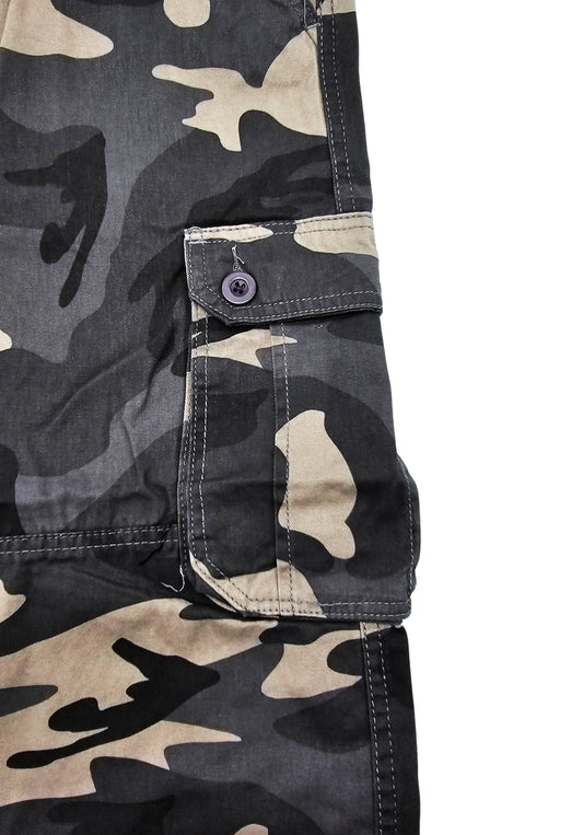 AGILE MEN'S CARGO PANTS W/ BELT (GREY CAMO)