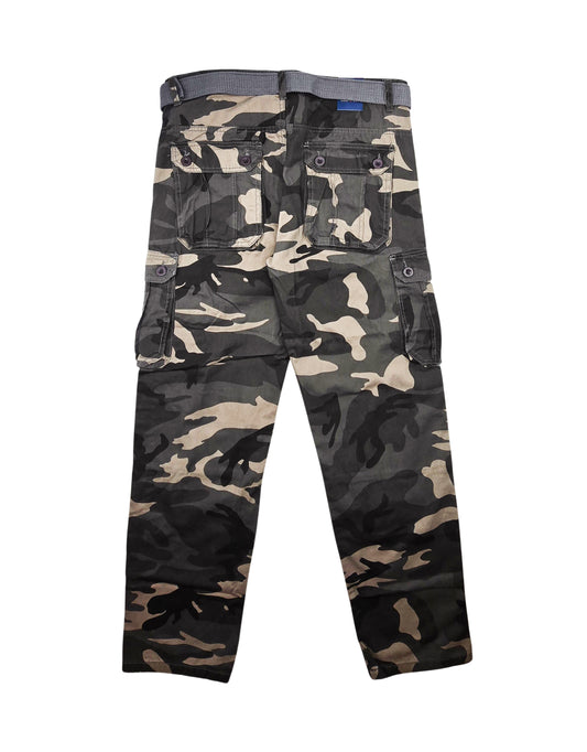 AGILE MEN'S CARGO PANTS W/ BELT (GREY CAMO)