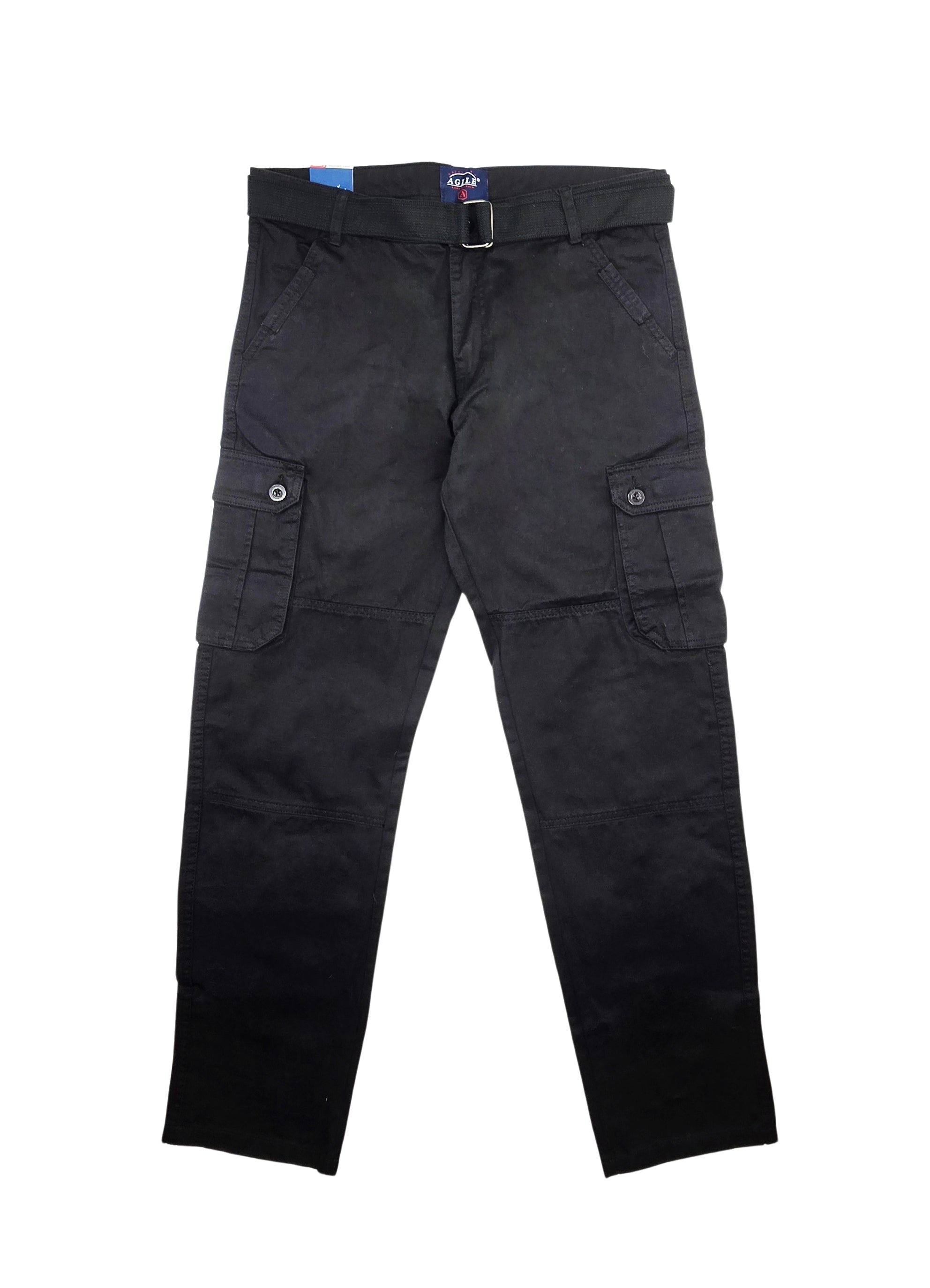 AGILE MEN'S CARGO PANTS W/ BELT (BLACK)