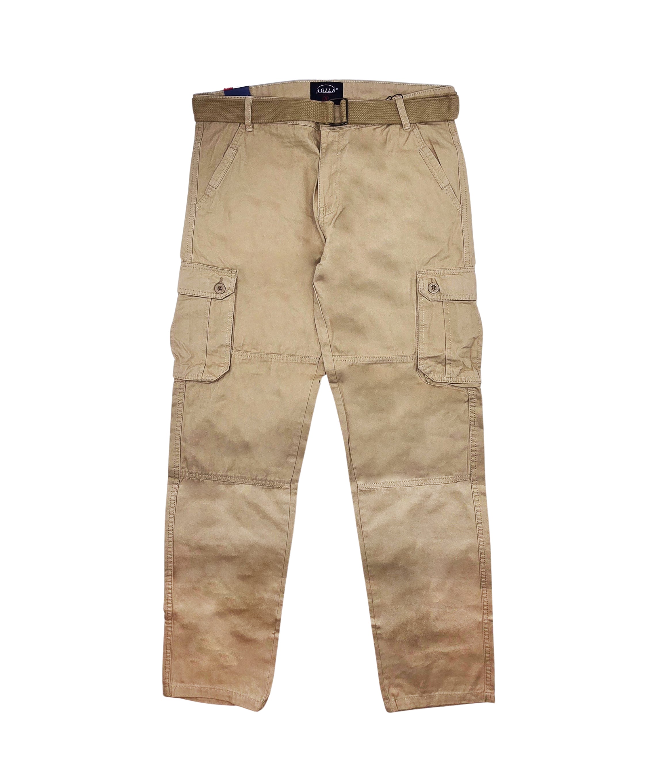 AGILE MEN'S CARGO PANTS W/ BELT (BEIGE)