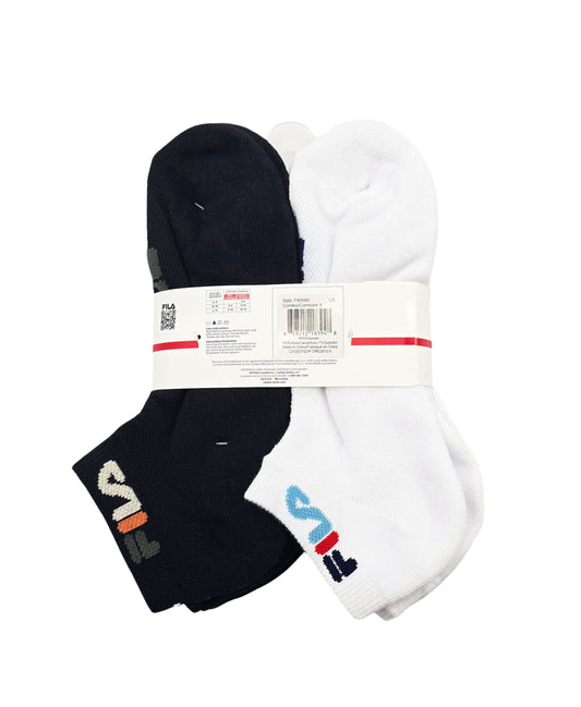 FILA MEN'S 6 PAIR LOW CUT ANKLE SOCKS (BLACK/WHITE)
