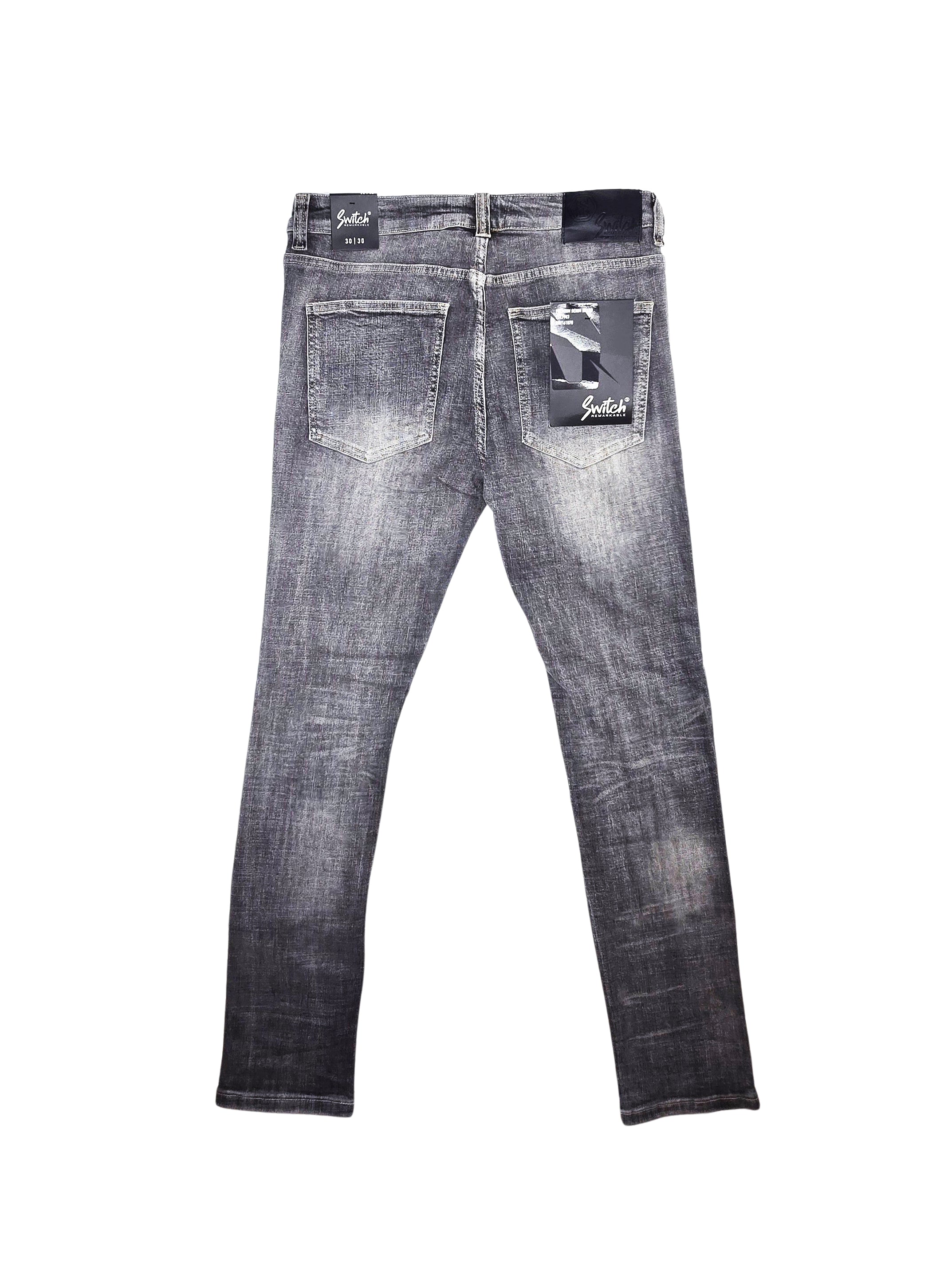 SWITCH MENS RIPPED DENIM JEANS (ICE GREY)