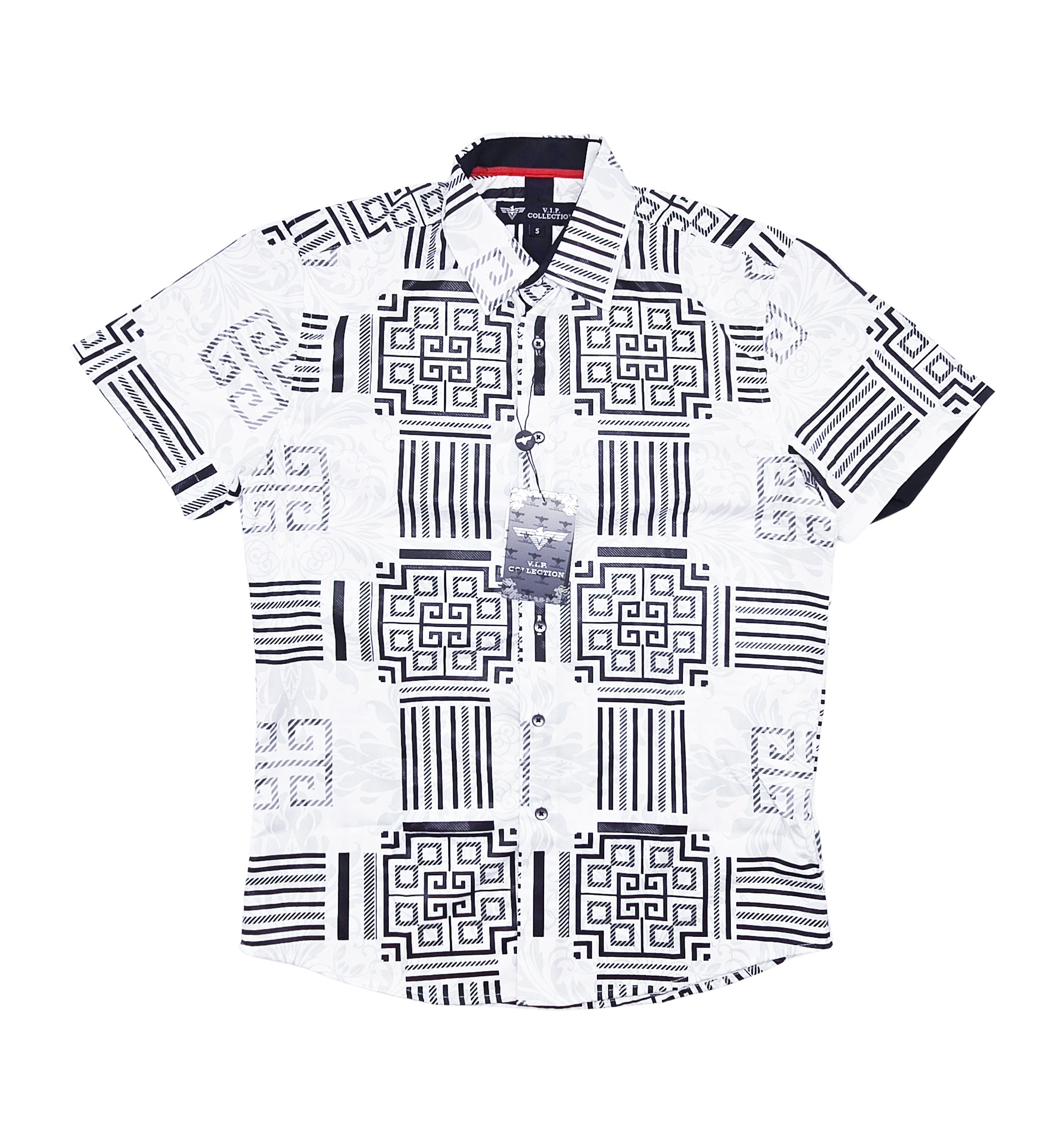 V.I.P. COLLECTION MEN'S BUTTON UP SHORT SLEEVES SHIRT (WHITE VFSS-51)