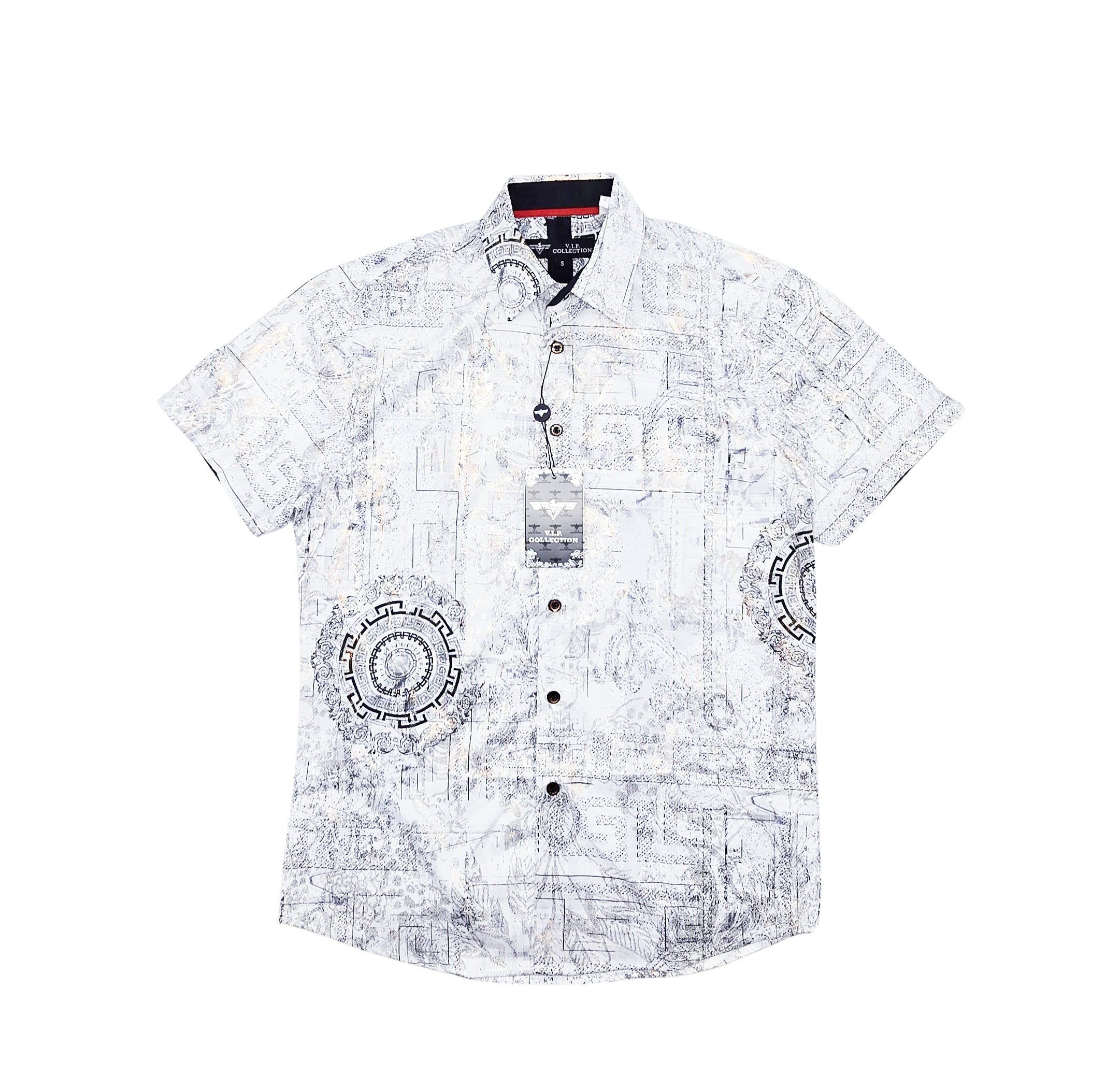 V.I.P. COLLECTION MEN'S BUTTON UP SHORT SLEEVES SHIRT (WHITE VFSS-55)