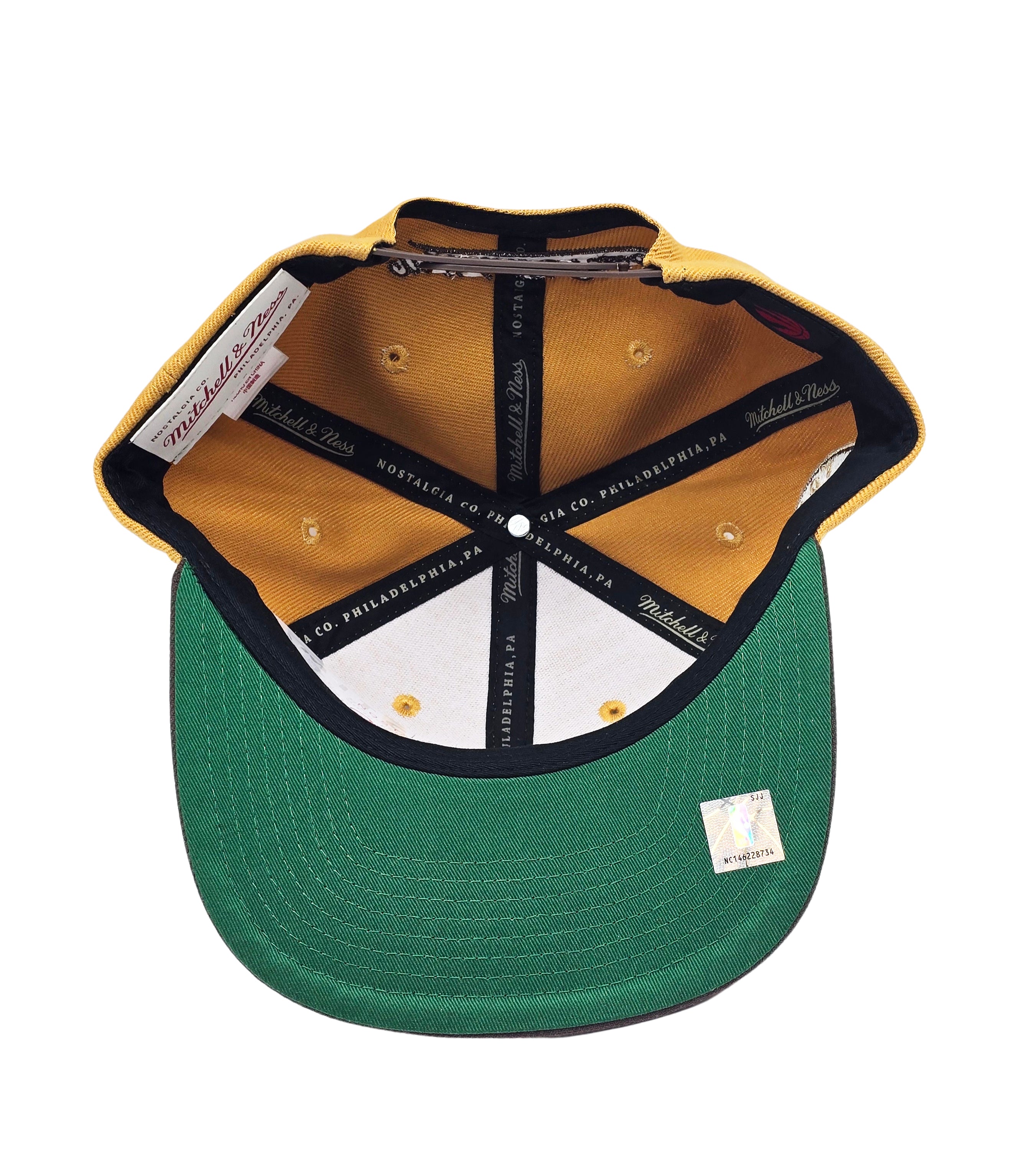 NBA TORONTO RAPTORS GREEN LOGO WITH SIDE PATCH SNAPBACK HAT (YELLOW/BROWN)