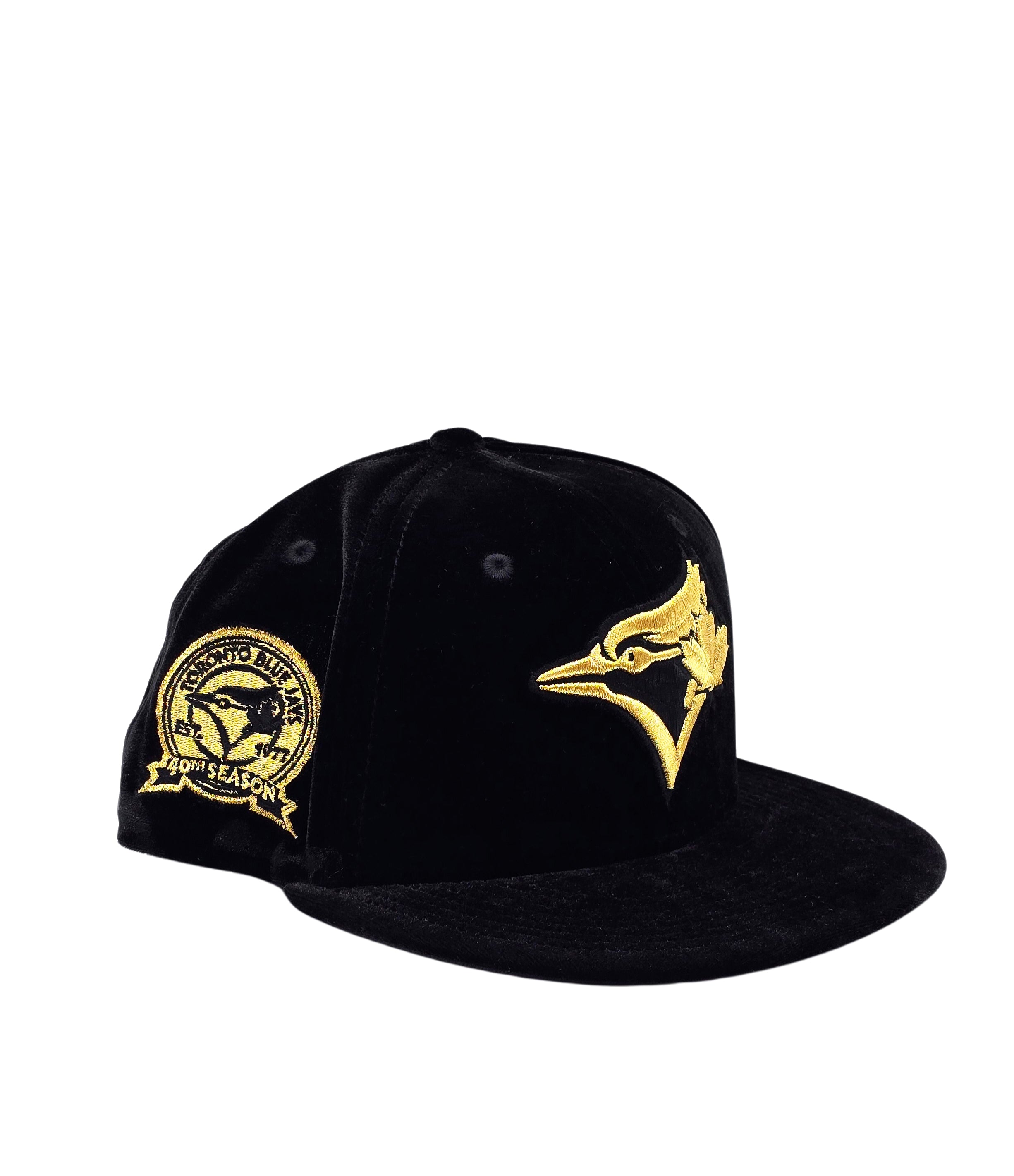 NEW ERA 9FIFTY TORONTO BLUE JAYS 40TH SEASON BLACK/GOLD VELVET SNAPBACK HAT