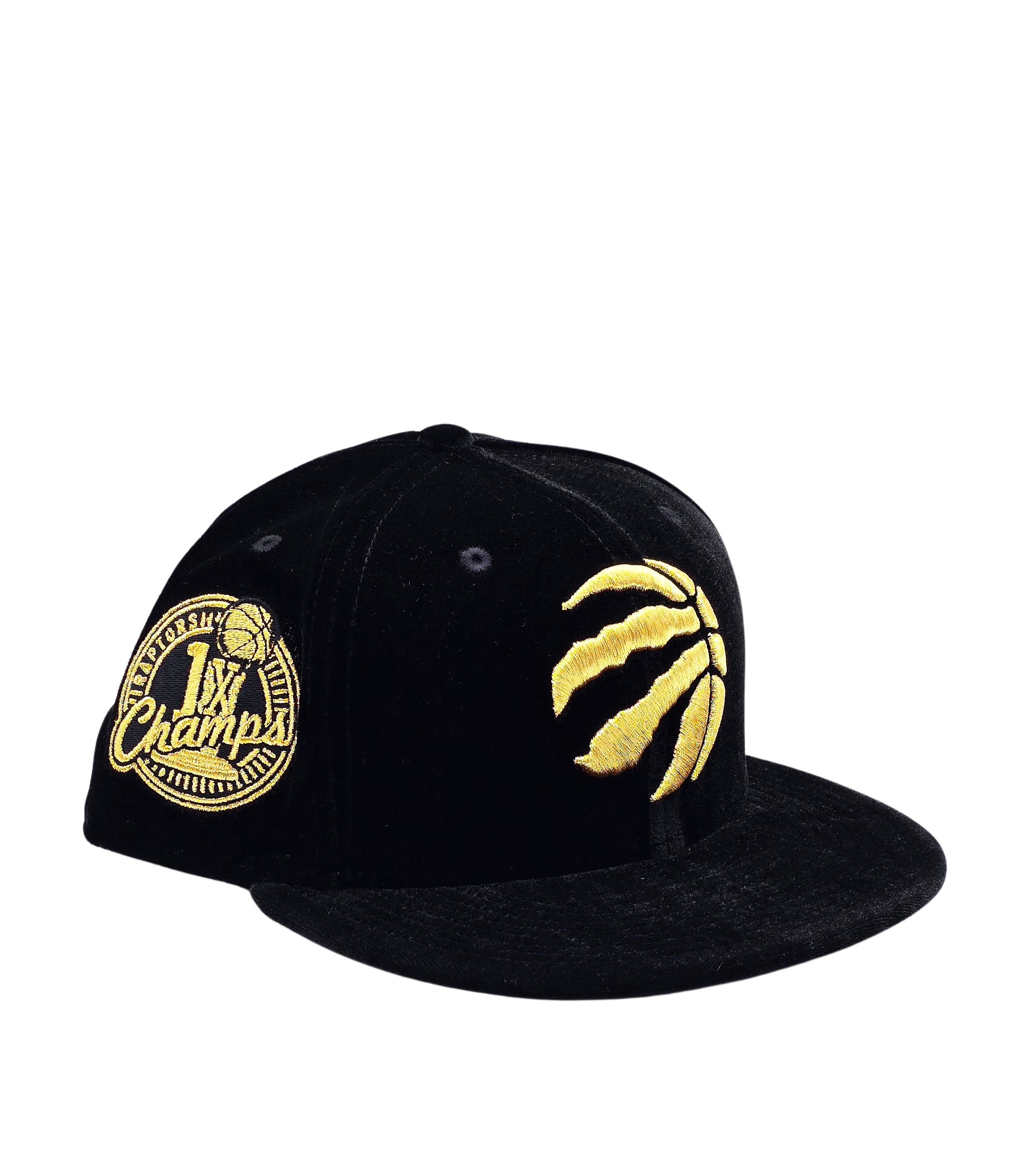 NEW ERA 9FIFTY TORONTO RAPTORS 1X CHAMPS BLACK/GOLD VELVET SNAPBACK HAT