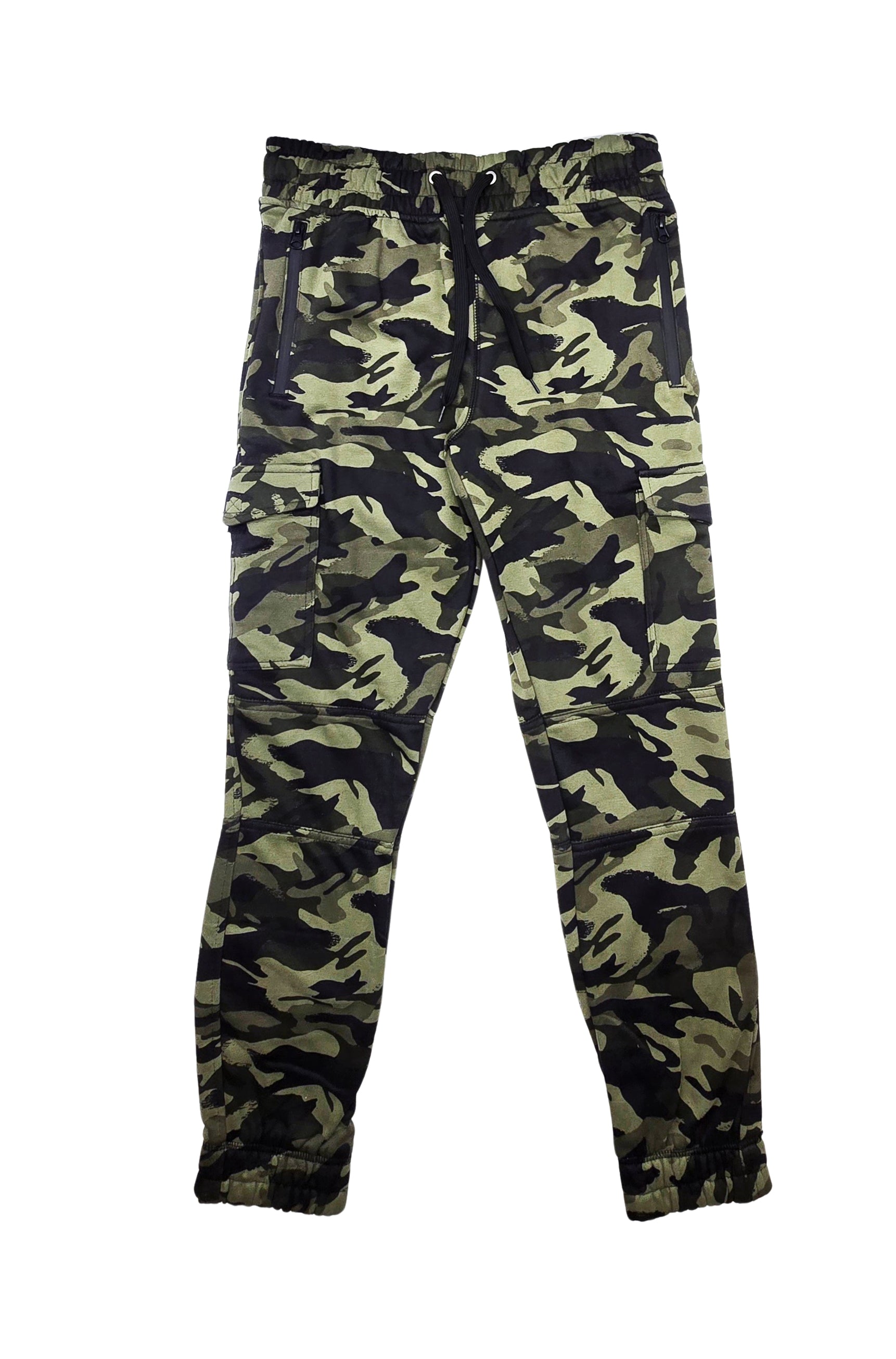 PLOREO MEN'S CARGO FLEECE JOGGERS (GREEN CAMO)