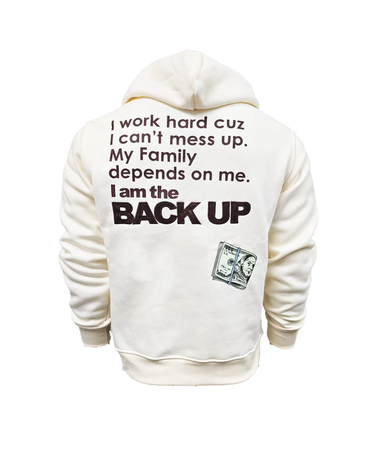 SWITCH REMARKABLE MEN'S PU PATCHED BACK UP HOODIE (CREAM)