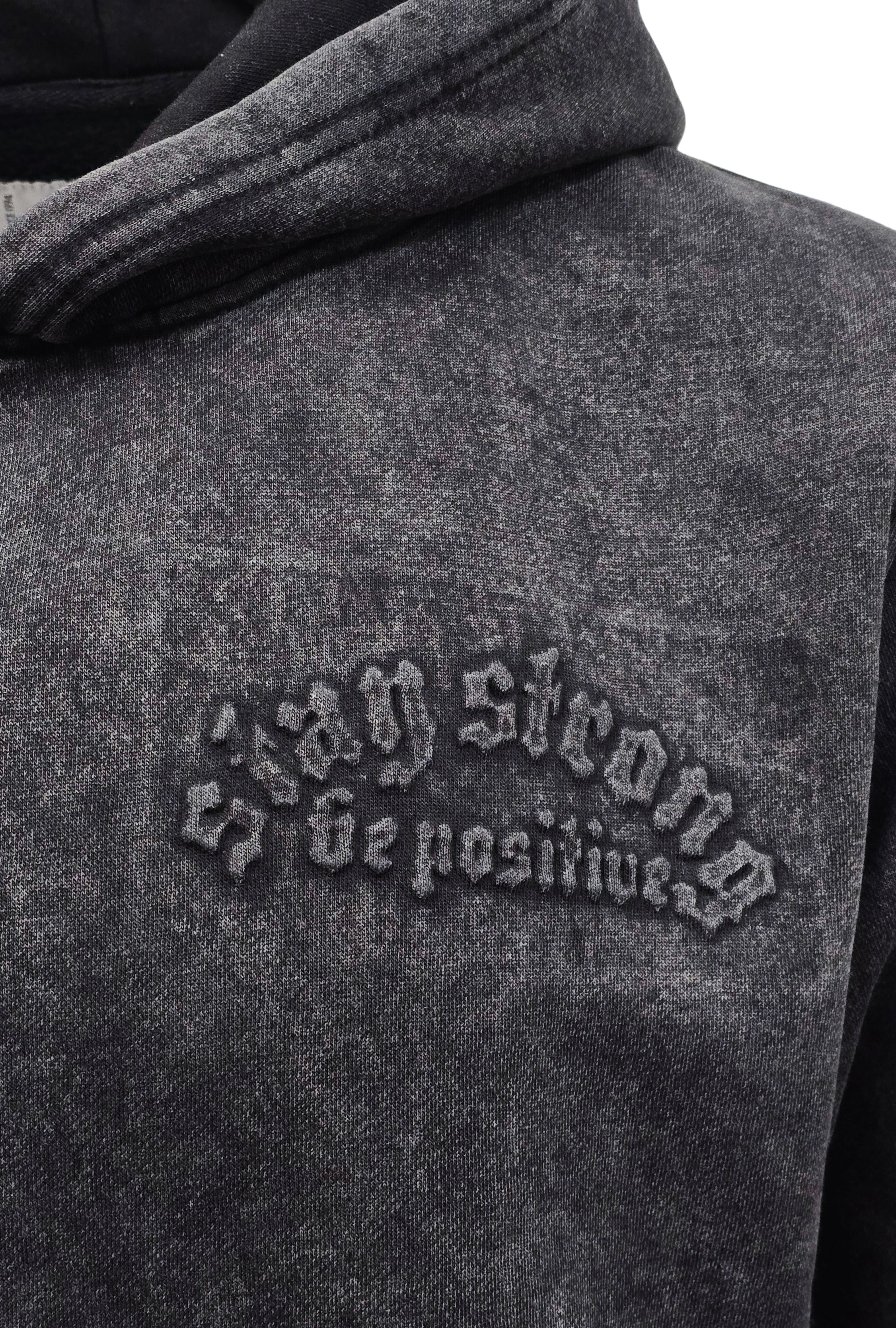 BLEECKER & MERCER MEN'S STAY STRONG BE POSITIVE BLACK HOODIE