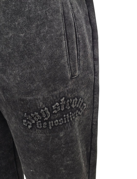 BLEECKER & MERCER MEN'S STAY STRONG BE POSITIVE BLACK FLARED JOGGER
