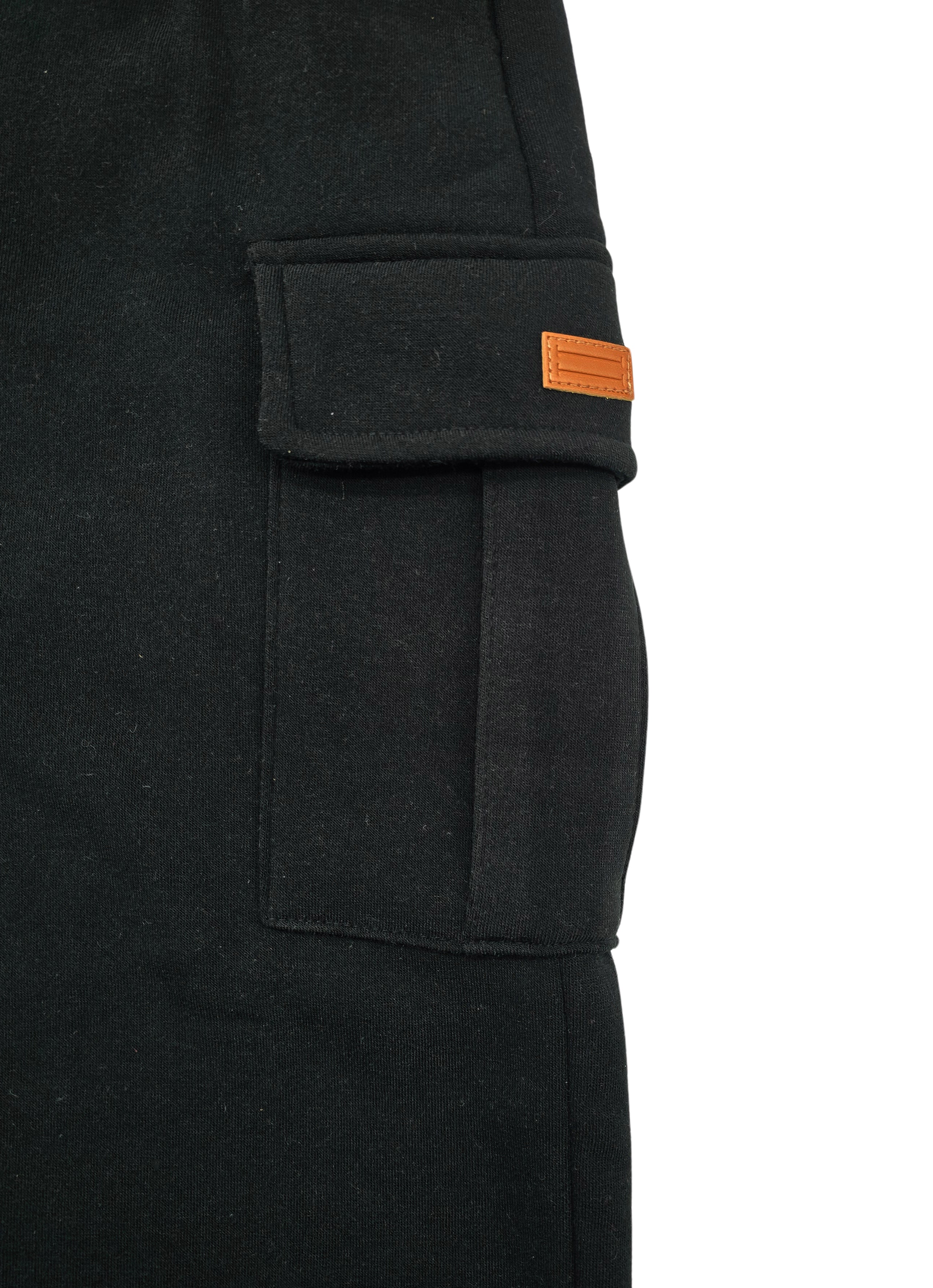 US ICON MEN'S FLEECE STRAIGHT FIT CARGO JOGGER (BLACK)