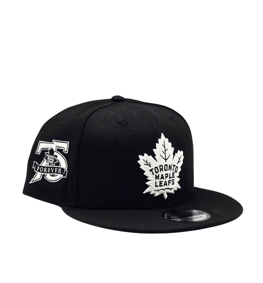 NEW ERA 9FIFTY NHL 75 FOREVER TORONTO MAPLE LEAFS BLACK/WHITE SNAPBACK HAT